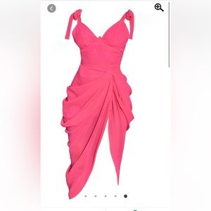 Hot Pink Underwire Draped MIDI Dress